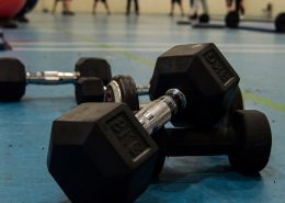 Set up dumbbells used within the fitness classes Swansea at TPTS